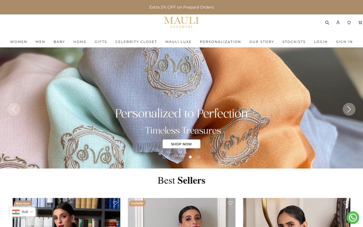 Mauli Collections store, scoped by pages